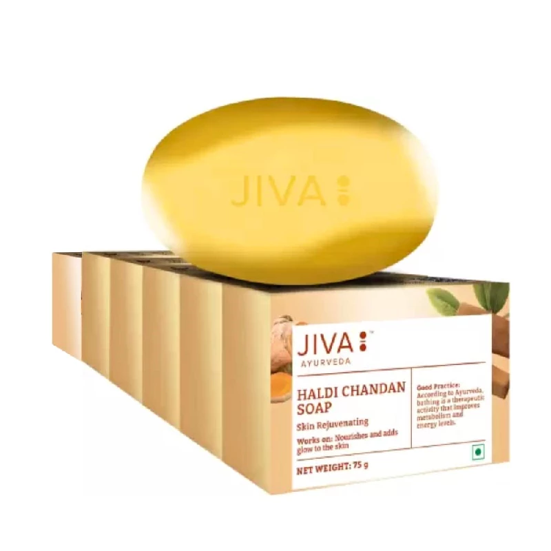 Jiva Ayurveda Haldi Chandan Bathing Soap, 450 g-1.webp